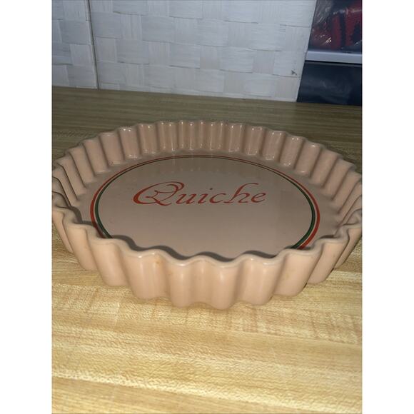 Quiche Baking Serving Dish Pan Fluted Edges Ceramic Glass 10” Diameter - Picture 4 of 6
